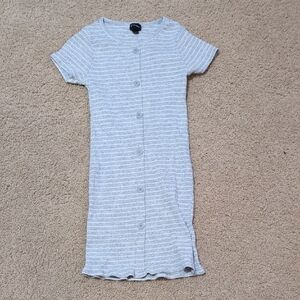 art class White and Light Gray Striped Button-Front Knit Dress